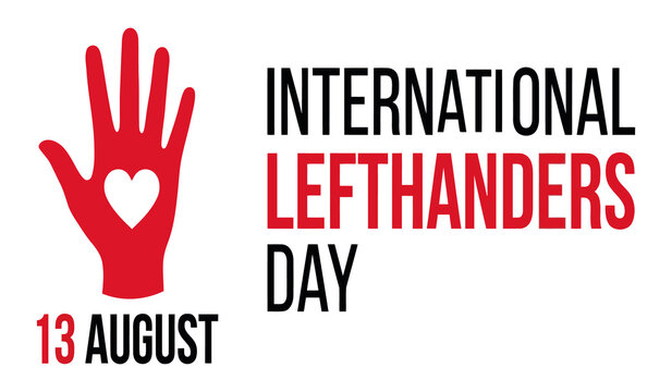 International Left Handers Day typography with red hand symbol and clean horizontal commemorative layout artwork
