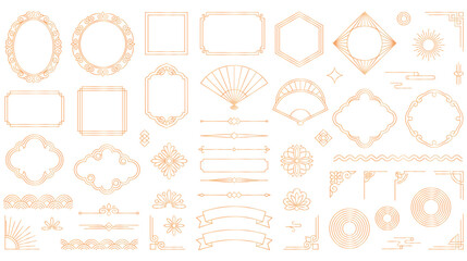 Gold line art deco frames and luxury oriental ornaments. © NAZMA