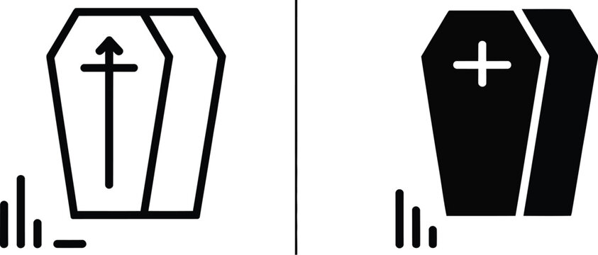Mortality line icon set featuring death rate graphs, population statistics, demographic analysis, health data, and medical research vector symbols.