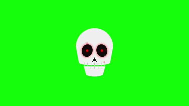 Cartoon Skull Talking Animation on Green Screen Background.