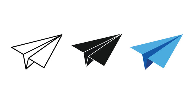 Paper airplane icon set vector design: Glyph solid icon - Editable modern style icon - Clipart, sticker - icon set - Clipart