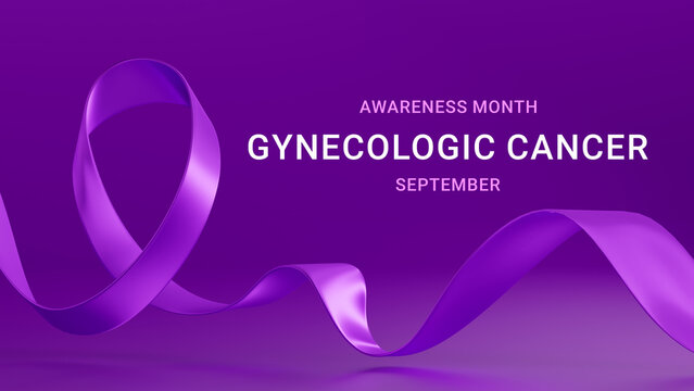 Purple awareness ribbon. Gynecologic Cancer Awareness Month in September. Suitable for medical, campaign, awareness, and social causes. 3d render
