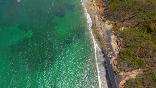 Aerial View Of Playa Negra (Black Sand Beach) In Vieques, Puerto Rico.