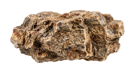 Rough textured natural stone with earthy brown and gray tones isolated on white © Sapphire