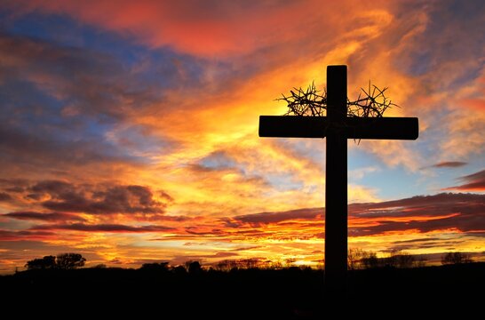 Cross With Crown of Thorns Silhouette