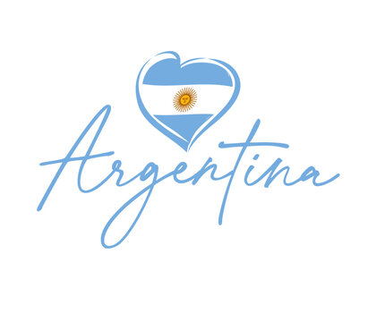Love Argentina, travel shirt emblem. Postcard with the inscription Argentina - vector illustration poster with a heart in the colors of the Argentine flag