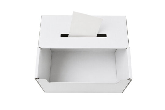 White cardboard paper box filled with blank paper inserted inside on transparent background PNG element