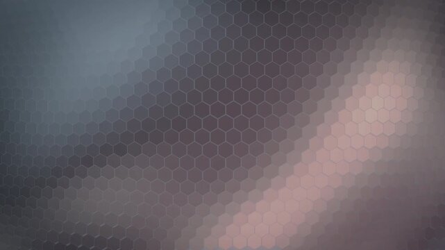 Warm mauve and rose light waves pulse across a wide hexagon-tiled membrane surface, delivering a refined abstract backdrop for cosmetics ads and lifestyle marketing videos.