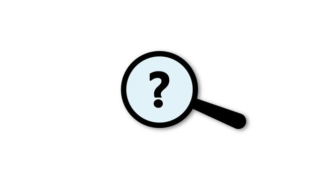 Magnifying Glass Question Mark Icon Motion Graphic Animation Loop Isolated White Background Search Problem Video Overlay