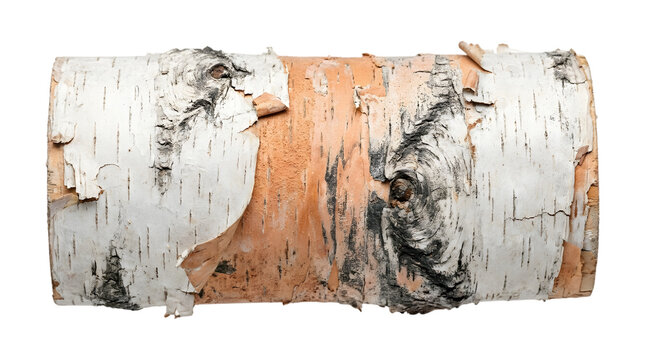 A detailed close up view of the textured white bark of a birch tree log
