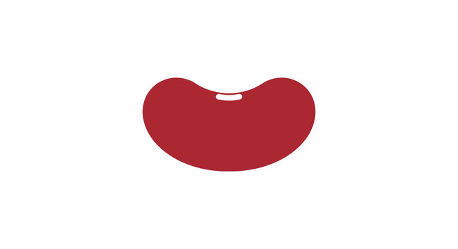 Red kidney bean illustration with a white background showcasing a smooth rounded form