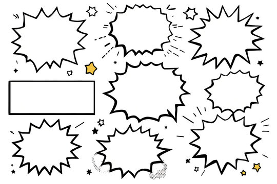 Comic speech bursts and blank caption frames