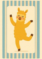 Naklejka premium Dancing llama cartoon illustration.