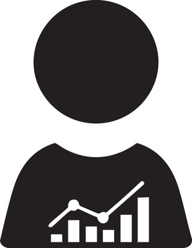 User persona icon with business analytics and bar chart, analytics