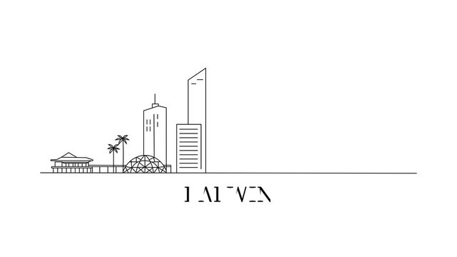 Simple line art shows Darwin's skyline
