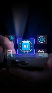 AI in Finance and Accounting Concept with Tax Calculation, Financial Management and Business Technology. Accounting paycheck documentation and financial fee incentive. businessman with virtual icon