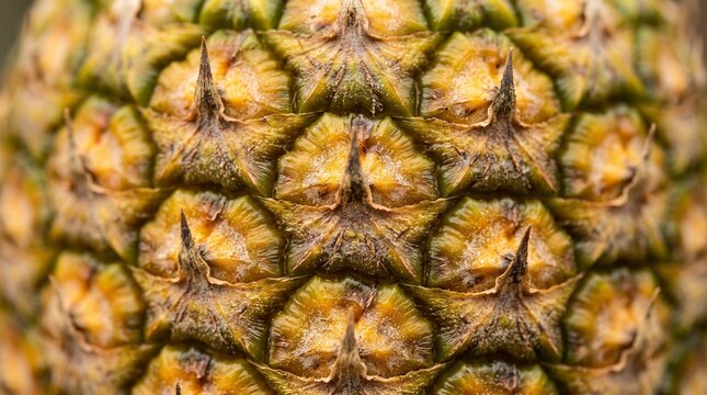 Macro closeup of ripe pineapple skin texture background