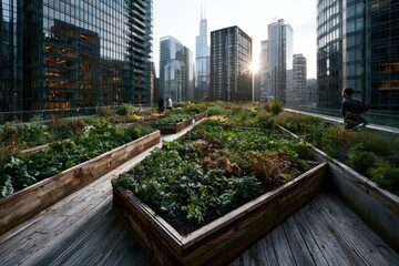 Fototapeta premium Rooftop Vegetable Garden In City