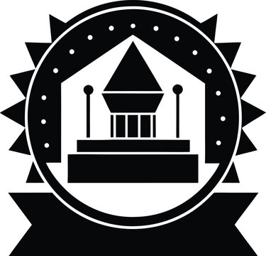Castle Compass Emblem Fortress Logo Gothic Medieval Adventure Vector Design