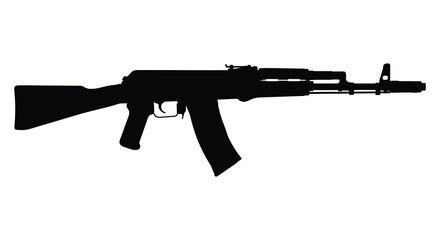 Fototapeta premium Assault rifle weapon in black silhouette against a white background silhouette