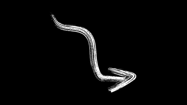 Hand drawn Arrow animation on a Black  and White background, Hand drawn thin arrow graphic animation. Alpha channel.