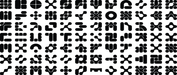 Fototapeta premium Bento Grid Abstract Pattern. Organic Shapes Figured Collage. Creative UI Graphic Concept. Abstract Bento Grid Layout with Organic Geometric Shapes and Modern UI Vector Background