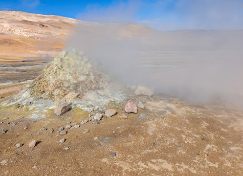 Steaming Fumarole Vent at Hverir Geothermal Area