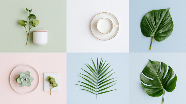 Modern tropical luxury display with lush greenery and elegant tableware Generative AI