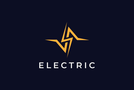 Electric Logo. abstract letter S with lightning bolt. tunder bolt design logo template. vector illustration