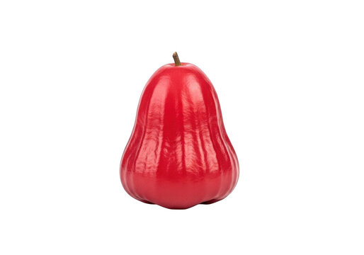 Fresh red rose apple fruit isolated on transparent background