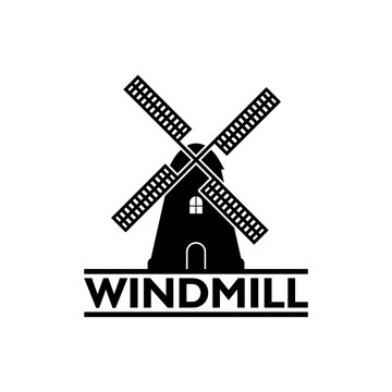 Old windmill simple sign icon isolated on white background