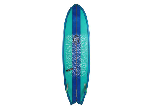 Blue and turquoise surfboard isolated on transparent background