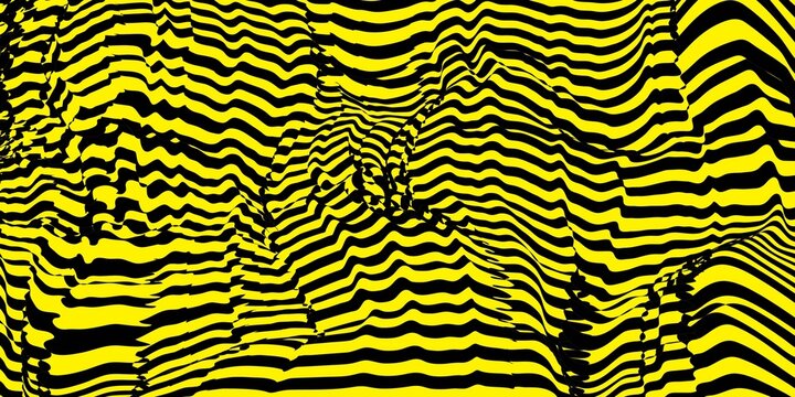 Abstract wavy yellow and black pattern design isolated on white background