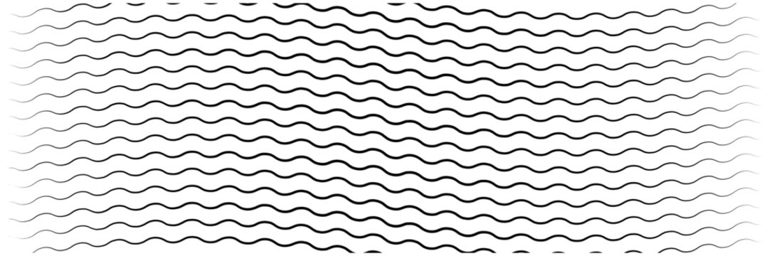 Black and white wavy line pattern. Abstract background with horizontal wavy black lines on white surface.