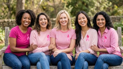Fototapeta premium Supporting breast cancer awareness month empowering women through early detection research funding and promoting hope for a future free from this disease