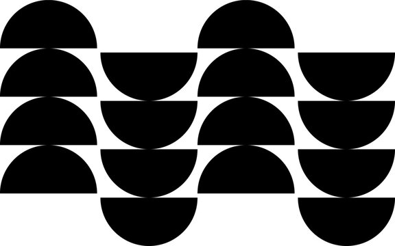 Arrangement of black semi circles creates a geometric pattern on transparent background