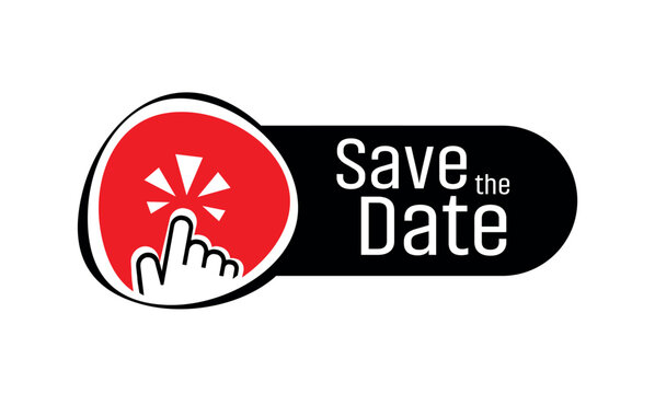 save the date sign on white background