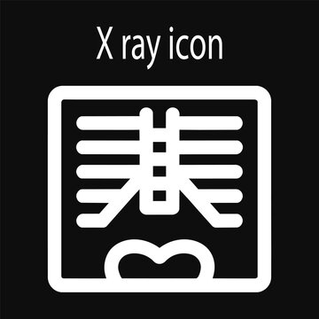 Rib cage bone X-ray icon vector illustration on black background