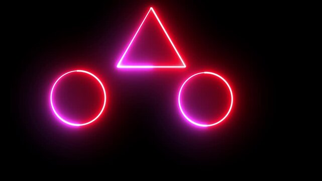 Animation of glowing neon rectangles abstract background. abstract glowing neon rectangle border frame pink in red. new neon 3file animation