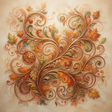 Autumnal floral swirl ornament