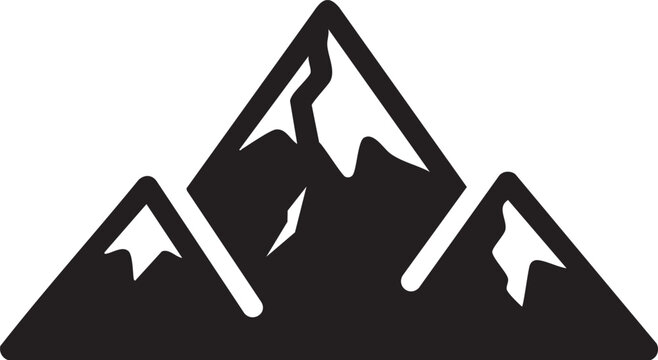 Silhouette of mountain peak icon for outdoor and travel logo