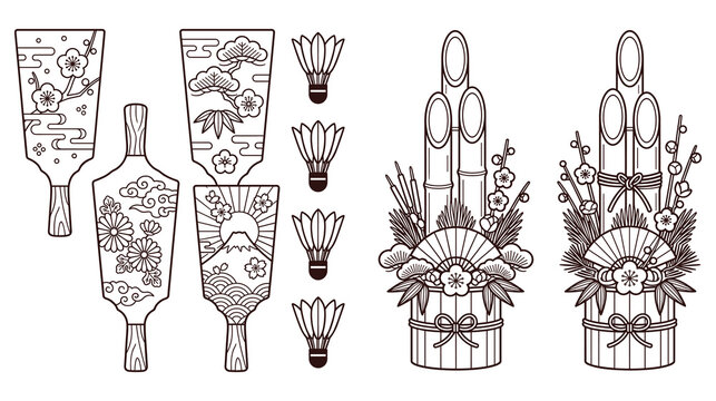 Japanese traditional new year paddle and decor design.
