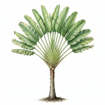 Traveler's Palm (Ravenala madagascariensis) &ndash; Botanical Watercolor Illustration