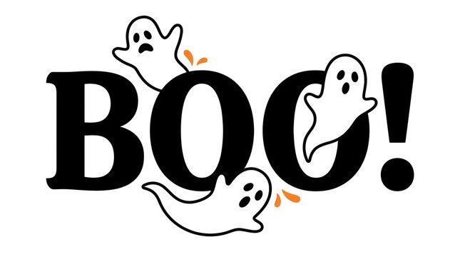 Celebrating the spooky season with playful ghosts and the classic exclamation of 'boo ' for a festive halloween experience