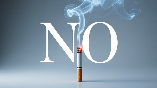 No smoking concept with cigarette and smoke representing tobacco prevention and healthy living