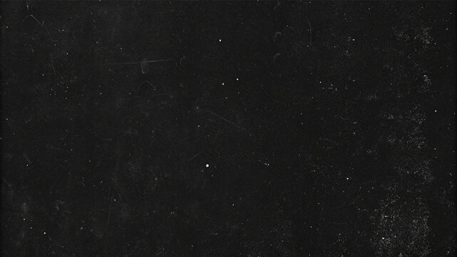 Grunge overlay effect with scratch and dust on black background, retro noisy grain texture for film and photo overlay design