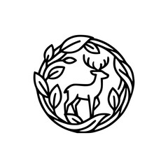 Fototapeta premium Wildlife Conservation with Forest Habitat and Animal Biodiversity Line Icon