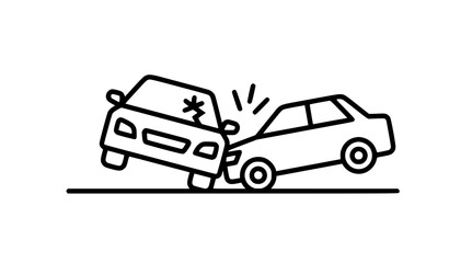 Fototapeta premium Car Accident Auto Collision Editable Line Vector Icon