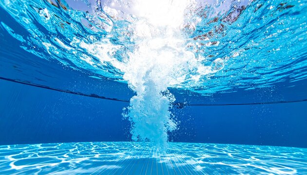 Diving Into Clear Blue Water From