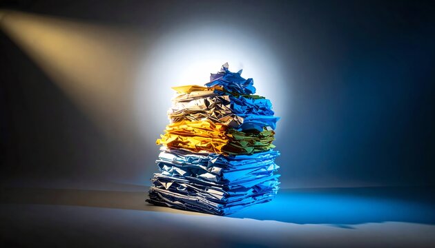 Disorganized Colorful Paper Stack Backlit